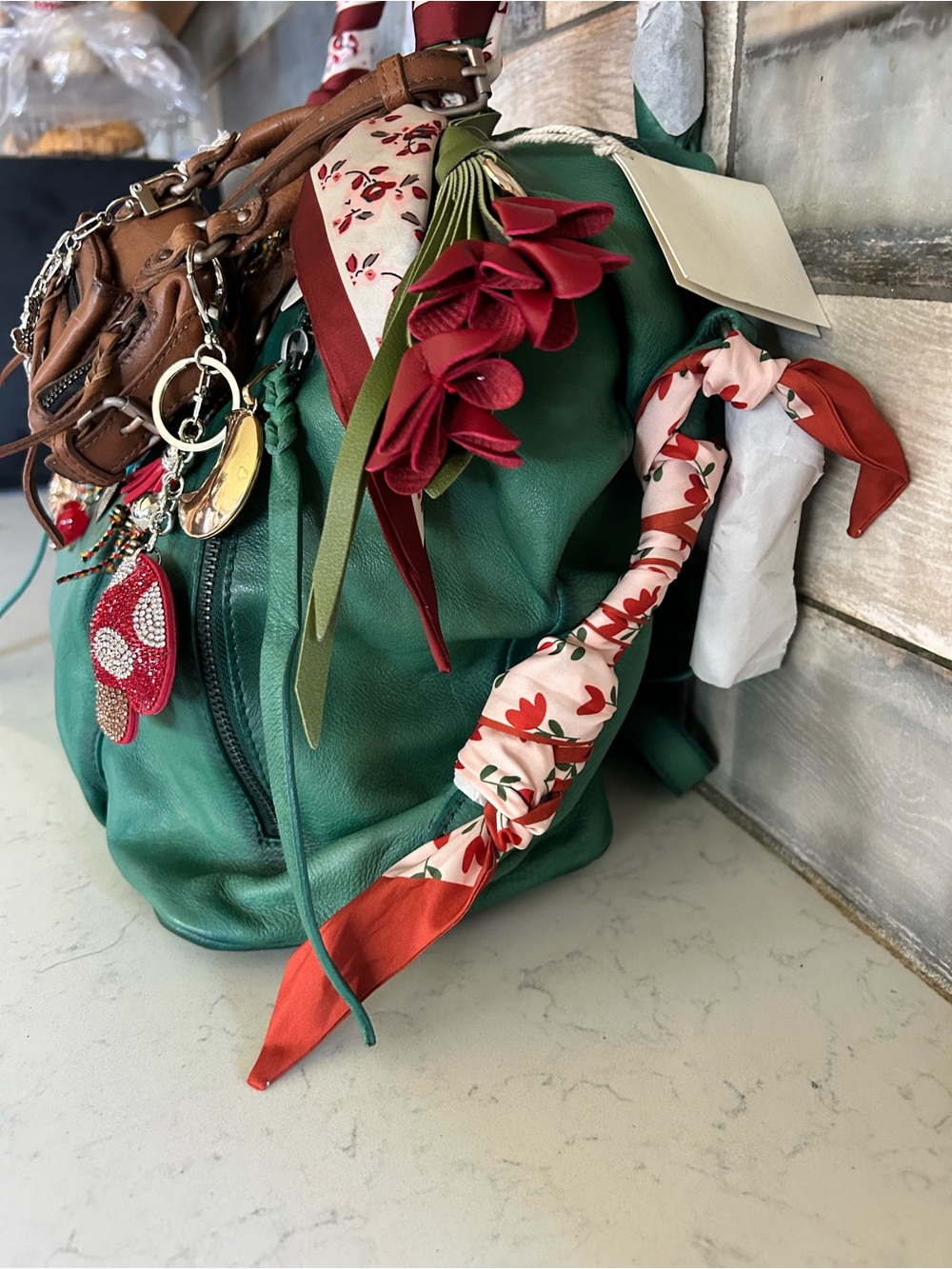 NWT We The Free Emerson Tote in Greenery With Charms and Scarves - Picture 4 of 16